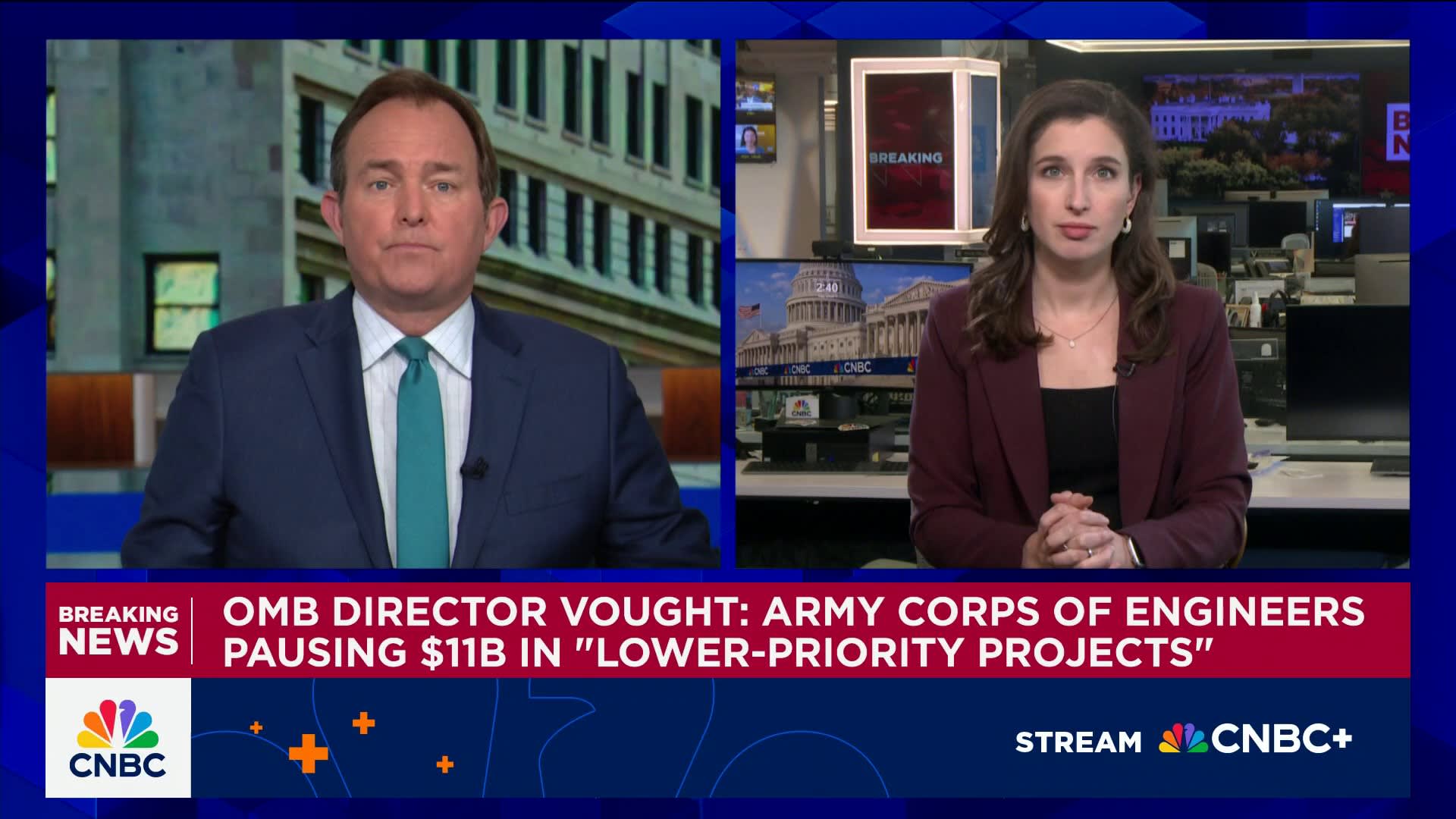 Army Corps of Engineers pausing $11 billion in projects over shutdown, Trump budget chief says